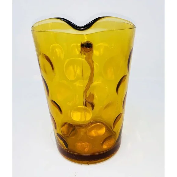 HAZEL-ATLAS ELDORADO Dot Thumbprint Pitcher ~ Granada Gold ~ Vogue Mid Century - Picture 2 of 8